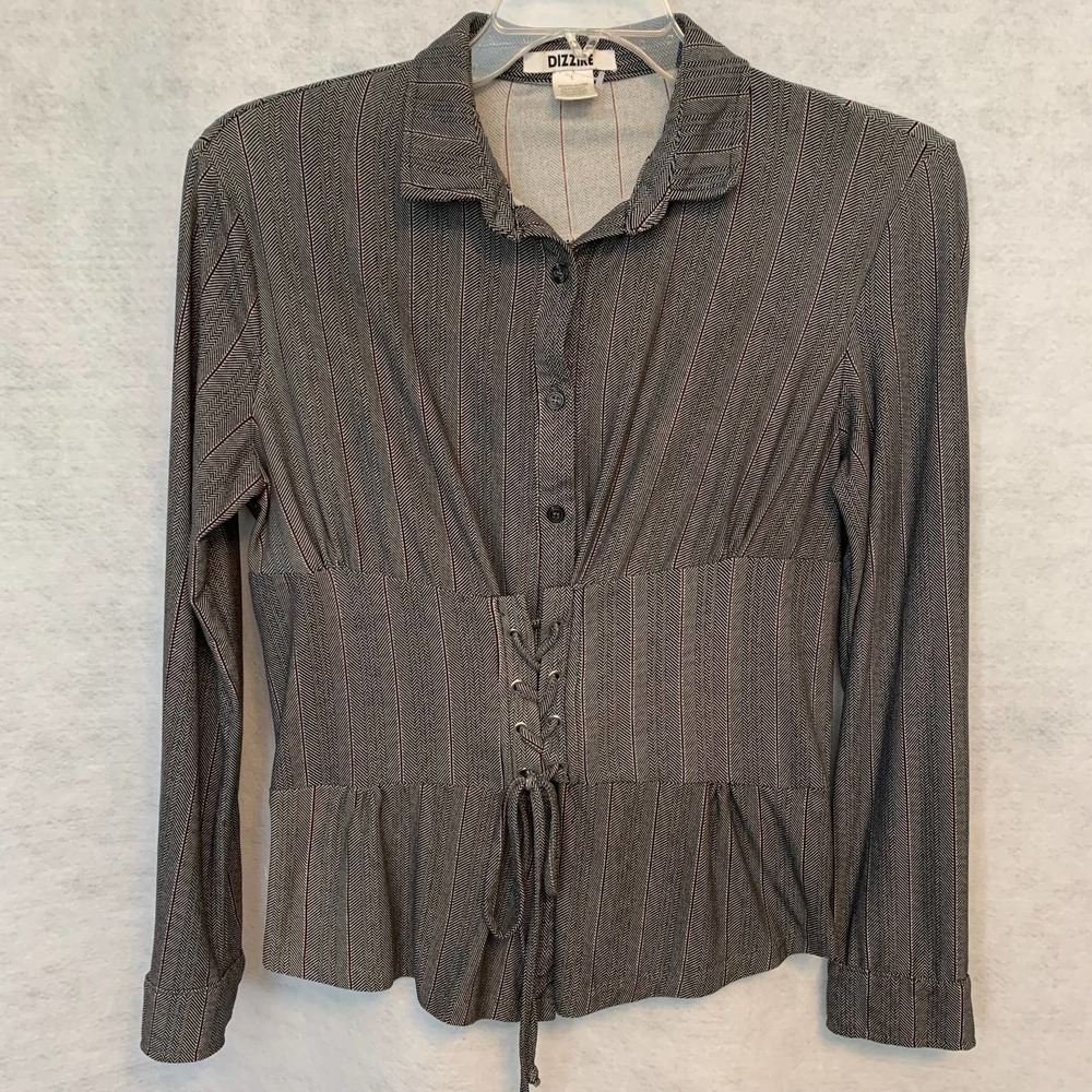 Dizzire Corset Style Button Down Blouse Women's Size L